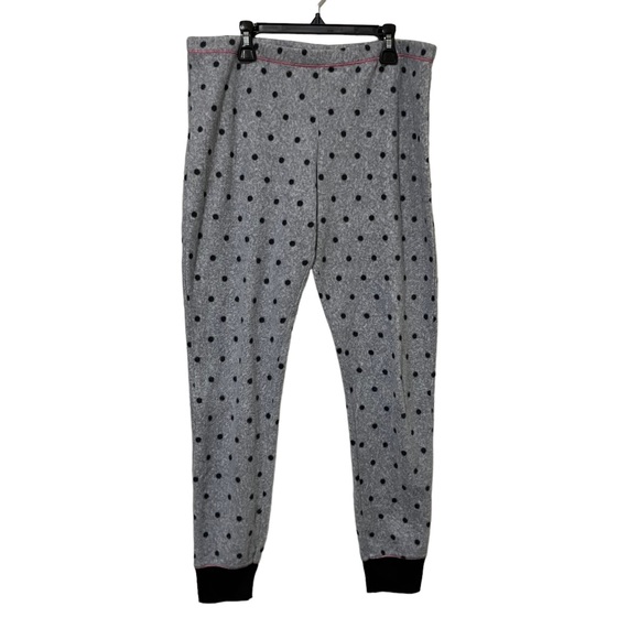 Jaclyn Intimates Fleece Sleepwear Gray Black Dots 2 Piece Set - Picture 4 of 8